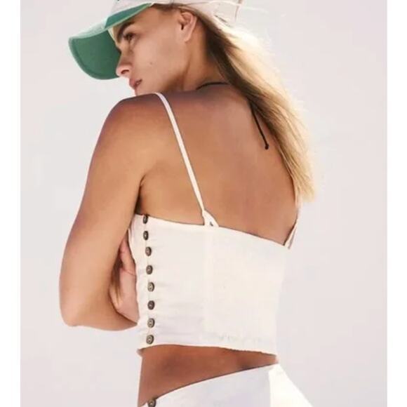 Free People Tops - Free People FP One So Posh Corset Cropped Tank Top Ivory Size S NWT
